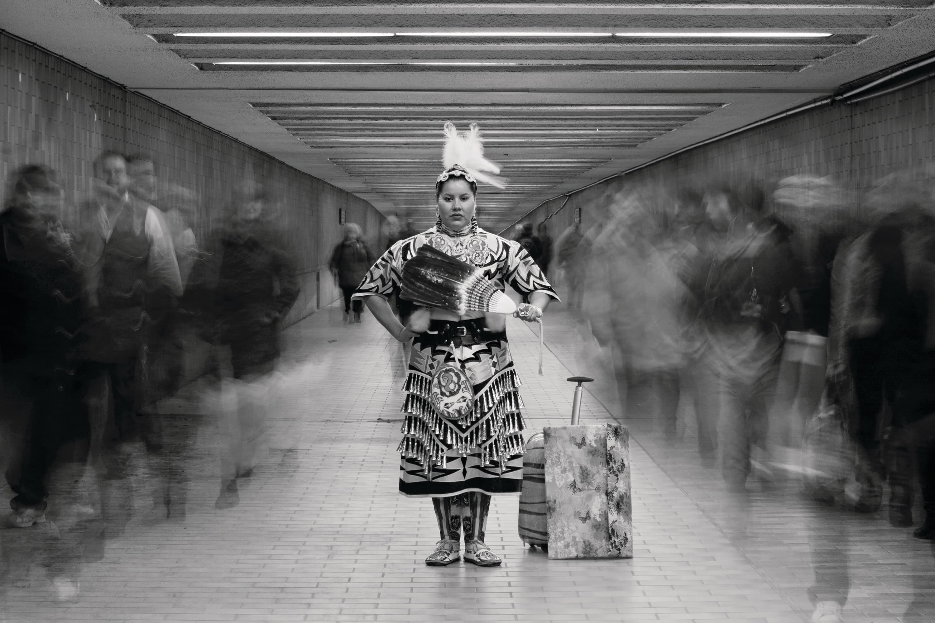 Portrait of Tee Lyn Duke from Kwandibens' "Concrete Indians" series. The image is now on display at Ryerson University. (Nadya Kwandibens/Red Works Photography)