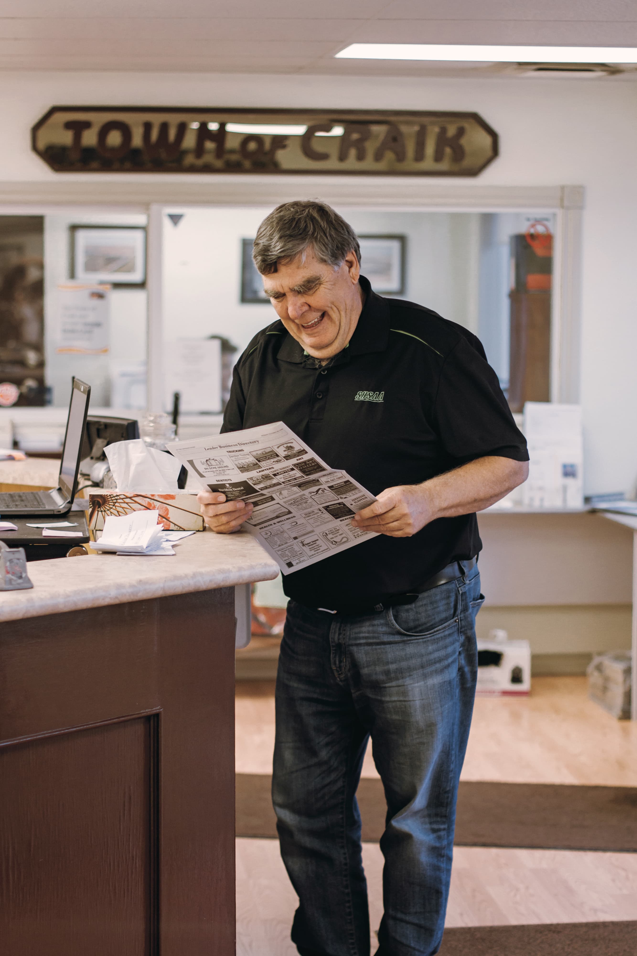 Matheson at the town offices of Craik, Sask. (Photograph by Breanna Doucette-Garr)