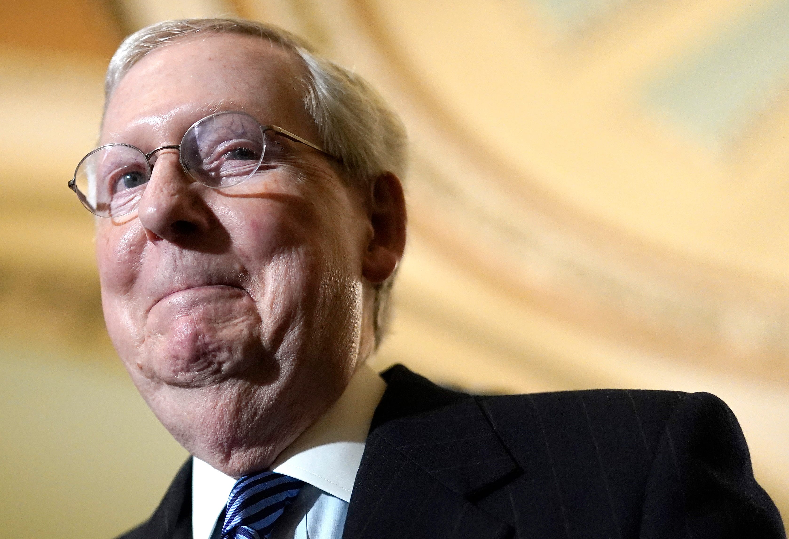 Senate Majority Leader Mitch McConnell (R-KY) answers questions during a press conference following a weekly policy lunch at the U.S. Capitol on December 03, 2019 in Washington, DC. McConnell answered a range of questions related primarily to the ongoing impeachment proceedings against U.S. President Donald Trump, and continued funding of the federal government. (Win McNamee/Getty Images)