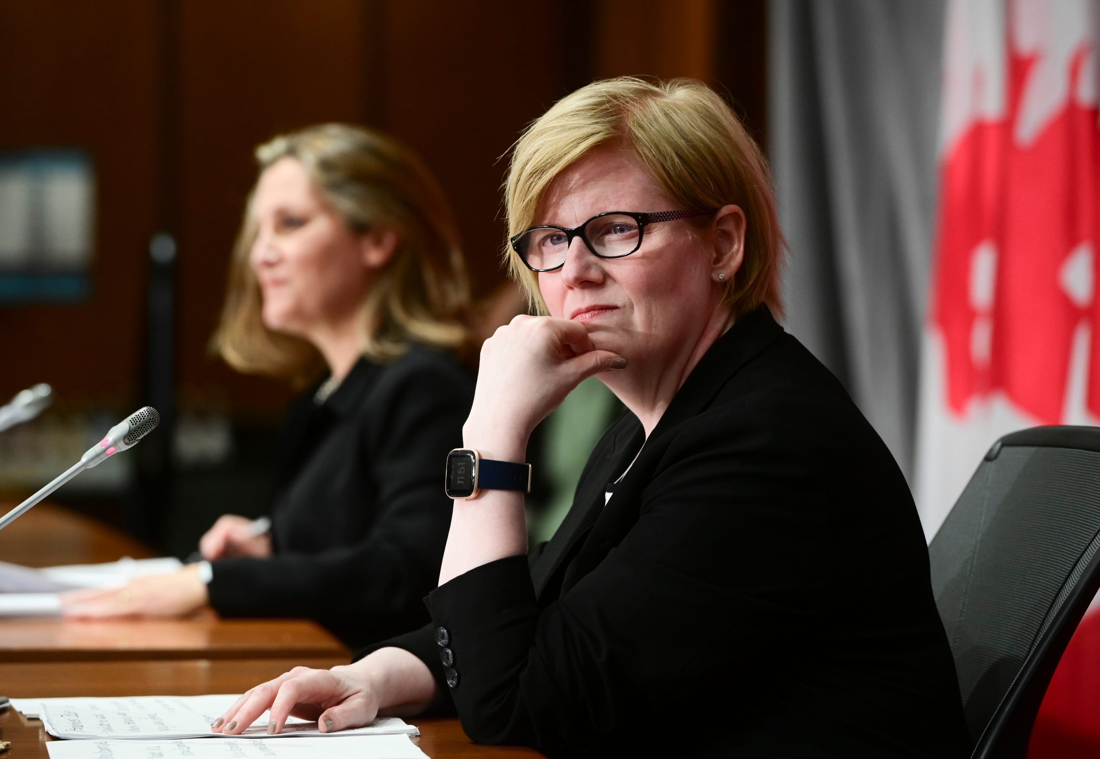 Minister of Employment, Workforce Development and Disability Inclusion Carla Qualtrough holds a press conference on Parliament Hill in Ottawa on Thursday, Sept. 24, 2020. (Sean Kilpatrick/CP)