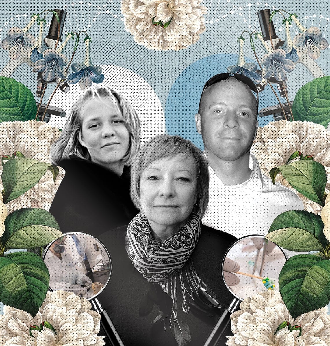 Peterson’s (centre) search for her missing daughter Lindsey (left) helped locate Audy (Photo illustration by Natasha Cunningham)