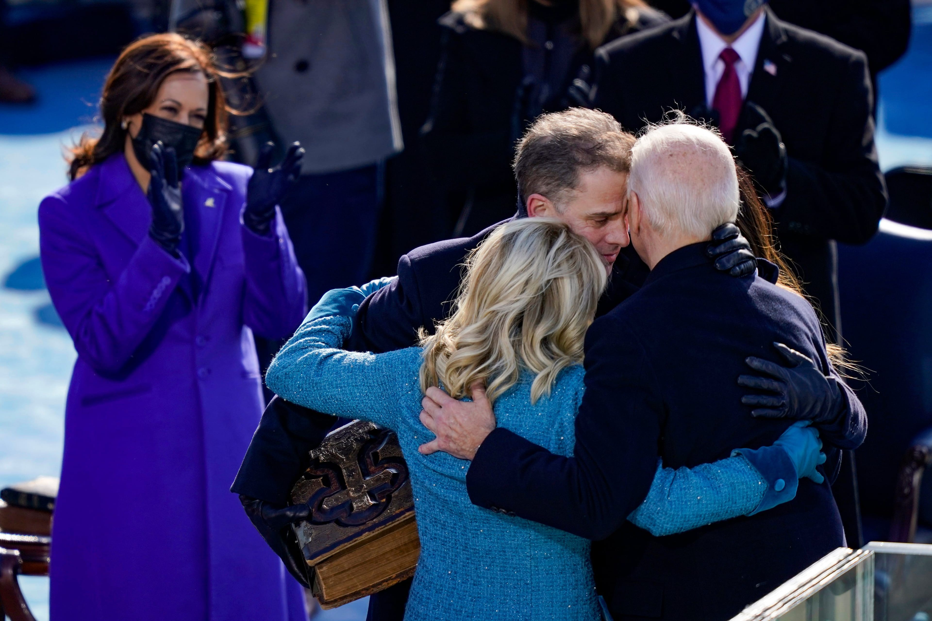 U.S. President Joe Biden embraces his family First Lady Dr. Jill Biden, son Hunter Biden and daughter Ashley after being sworn in during his inauguation on the West Front of the U.S. Capitol on January 20, 2021 in Washington, DC. During today's inauguration ceremony Joe Biden becomes the 46th president of the United States. (Drew Angerer/Getty Images)