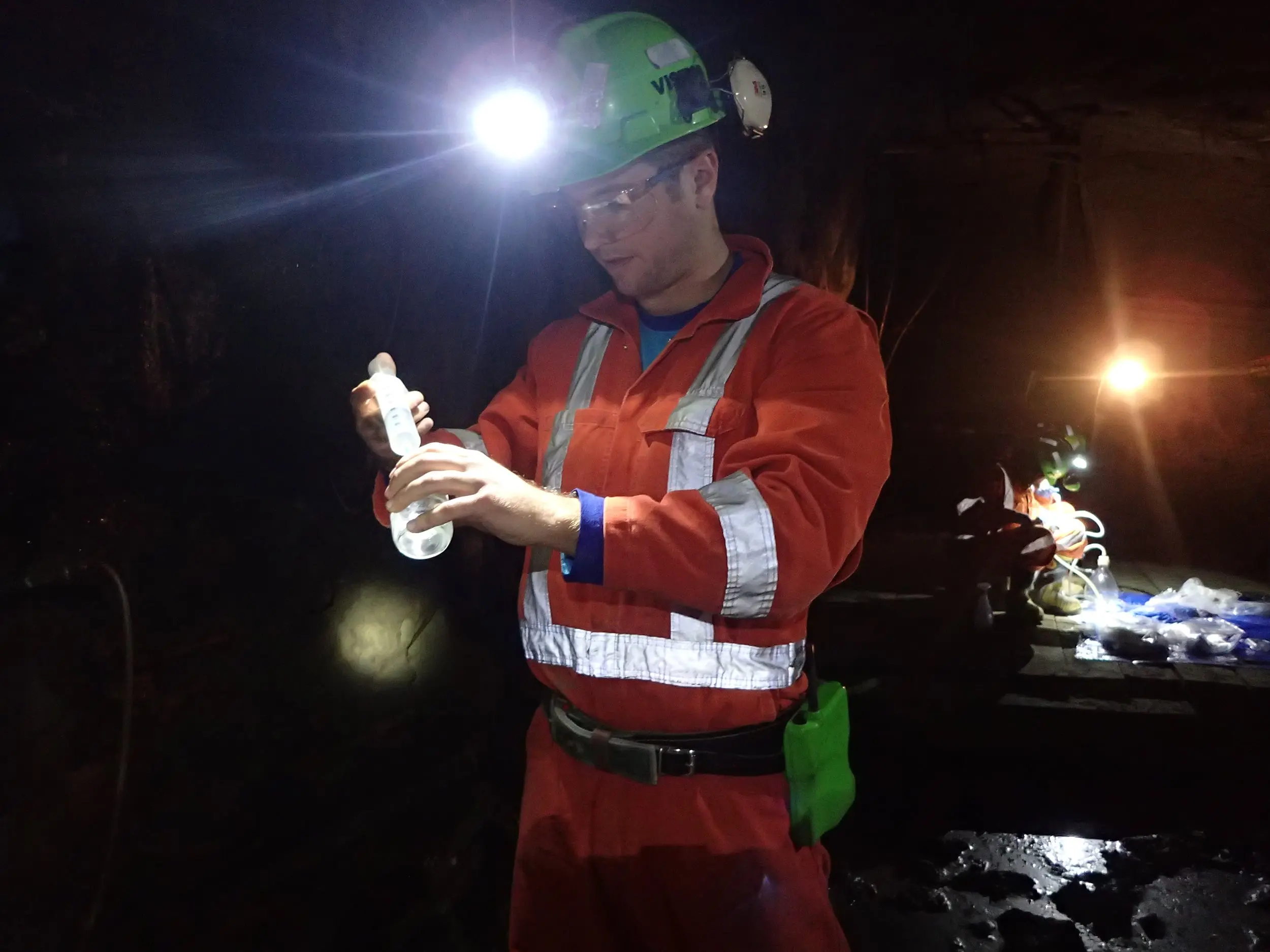 NASA’s Jesse Tarnas visited Kidd Creek to learn what its deep fluids can tell us about life on Mars (Courtesy of Stable Isotope Lab/University of Toronto)