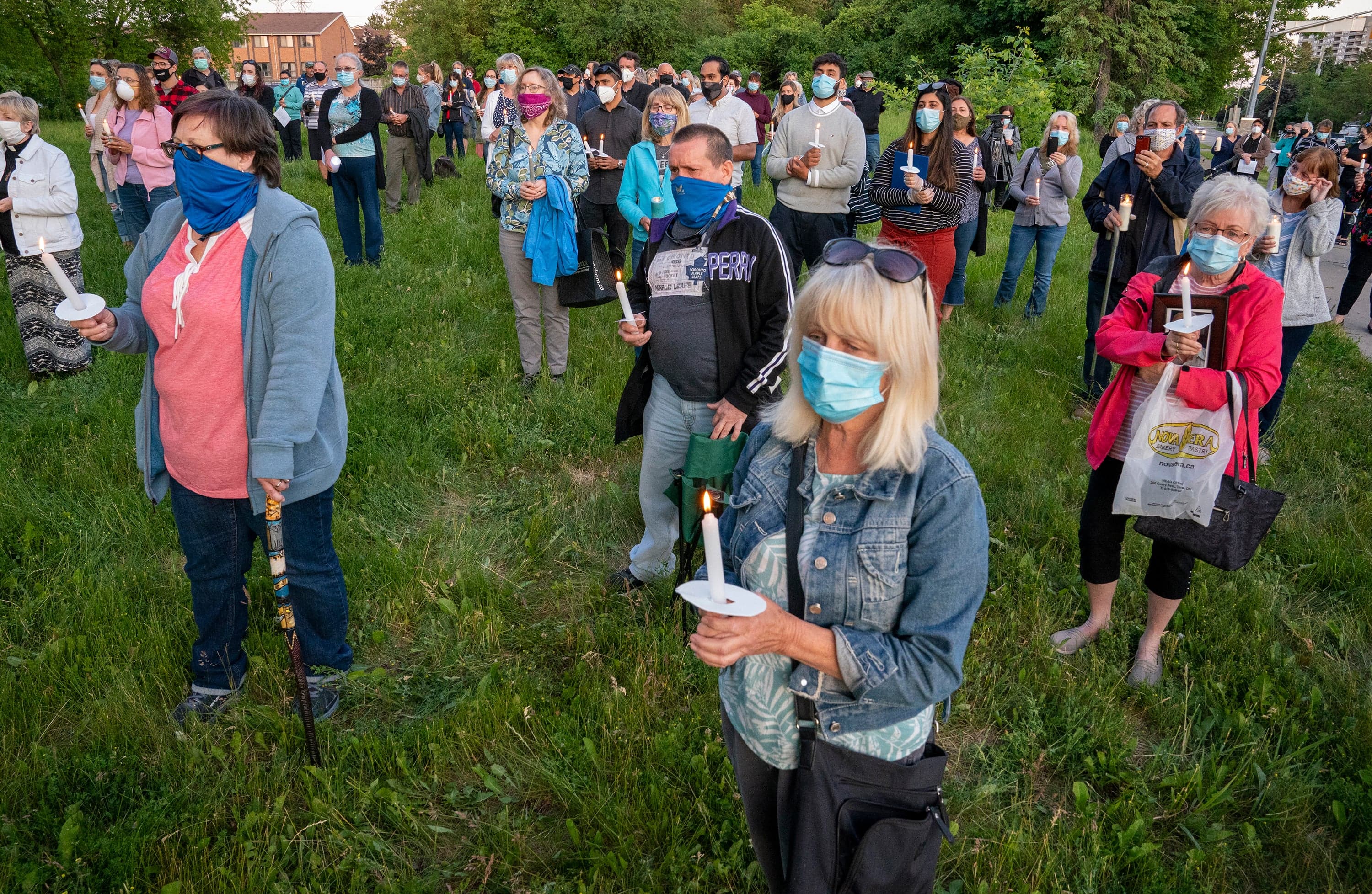Residents of Orchard Villa Long Term Care Home who died in the COVID-19 outbreak are remembered at a vigil on June 15, 2020 (Frank Gunn/CP)
