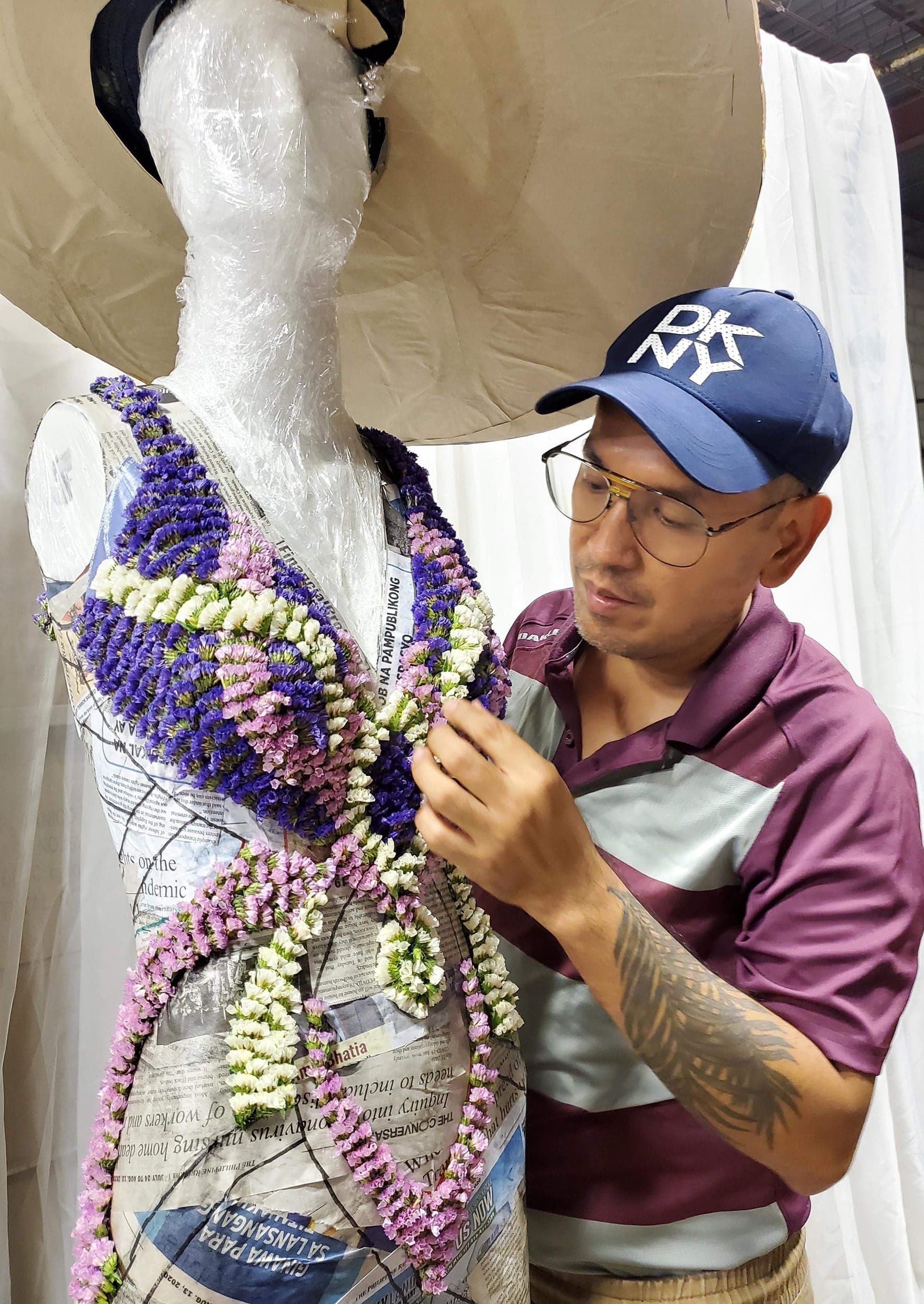 Yumul crafting his design for last year's show (Courtesy of Joezel Yumul)