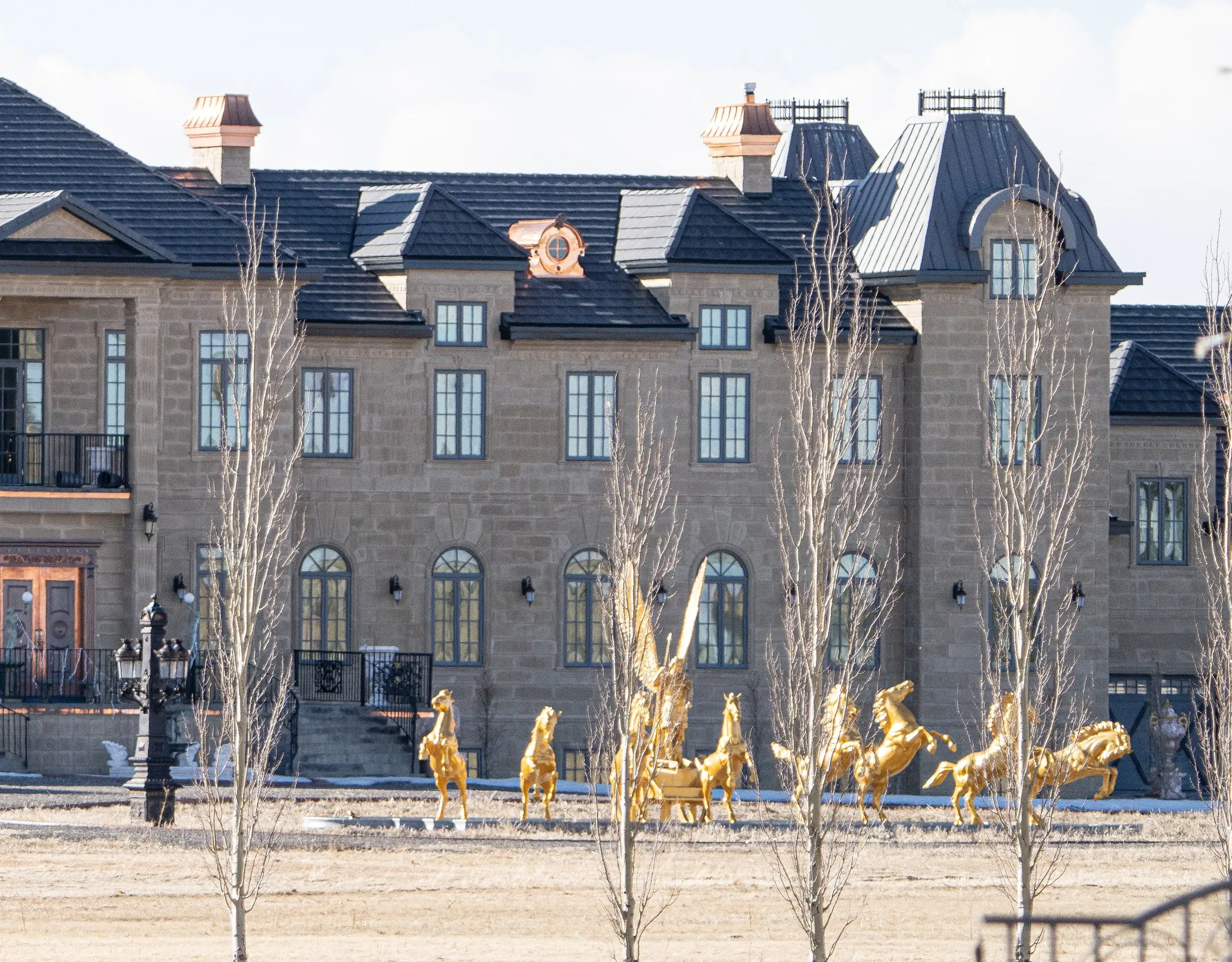 Golden horses were installed by the front door (Photograph by Chris Bolin)