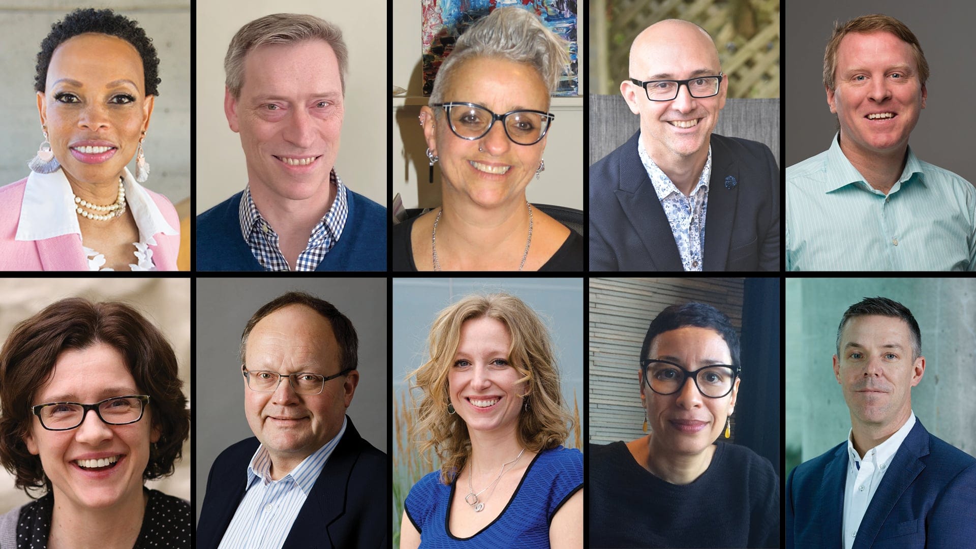2021 3M teaching fellows clockwise from top left: Andrea A. Davis, Andrew Wilson, Ann Braithwaite, John Dawson, Mark Schneider, Jonathan Sherbino, Chantal Gibson, Sarah-Myriam Martin-Brûlé, Dietmar Kennepohl, and Anna Stokke.