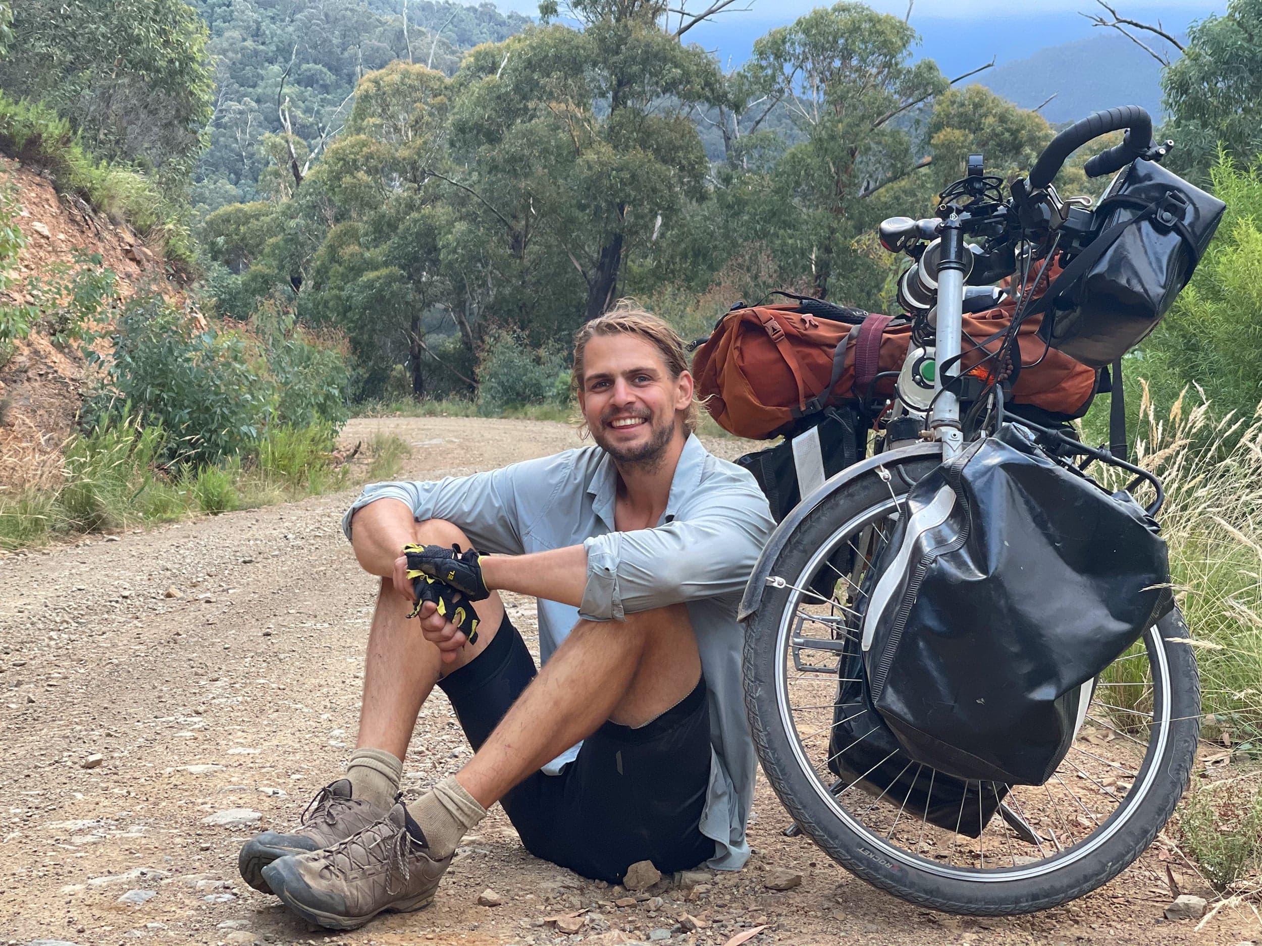 Layton Keddy on Birregun Road, Vic., Australia, near the end of his journey (Layton Keddy)