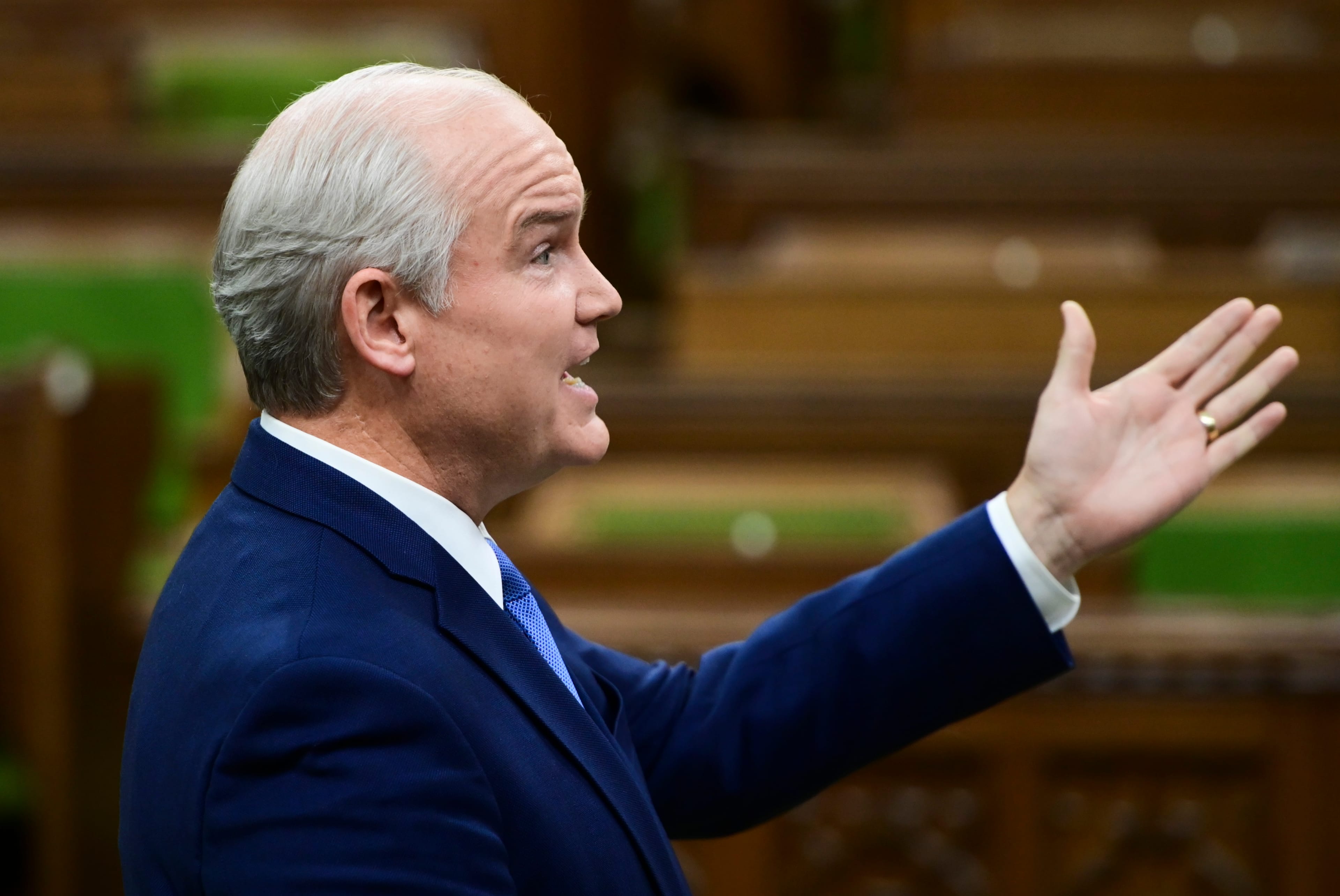 Conservative leader Erin O'Toole rises during question period in the House of Commons on Parliament Hill in Ottawa on Tuesday, June 22, 2021. THE CANADIAN PRESS/Sean Kilpatrick