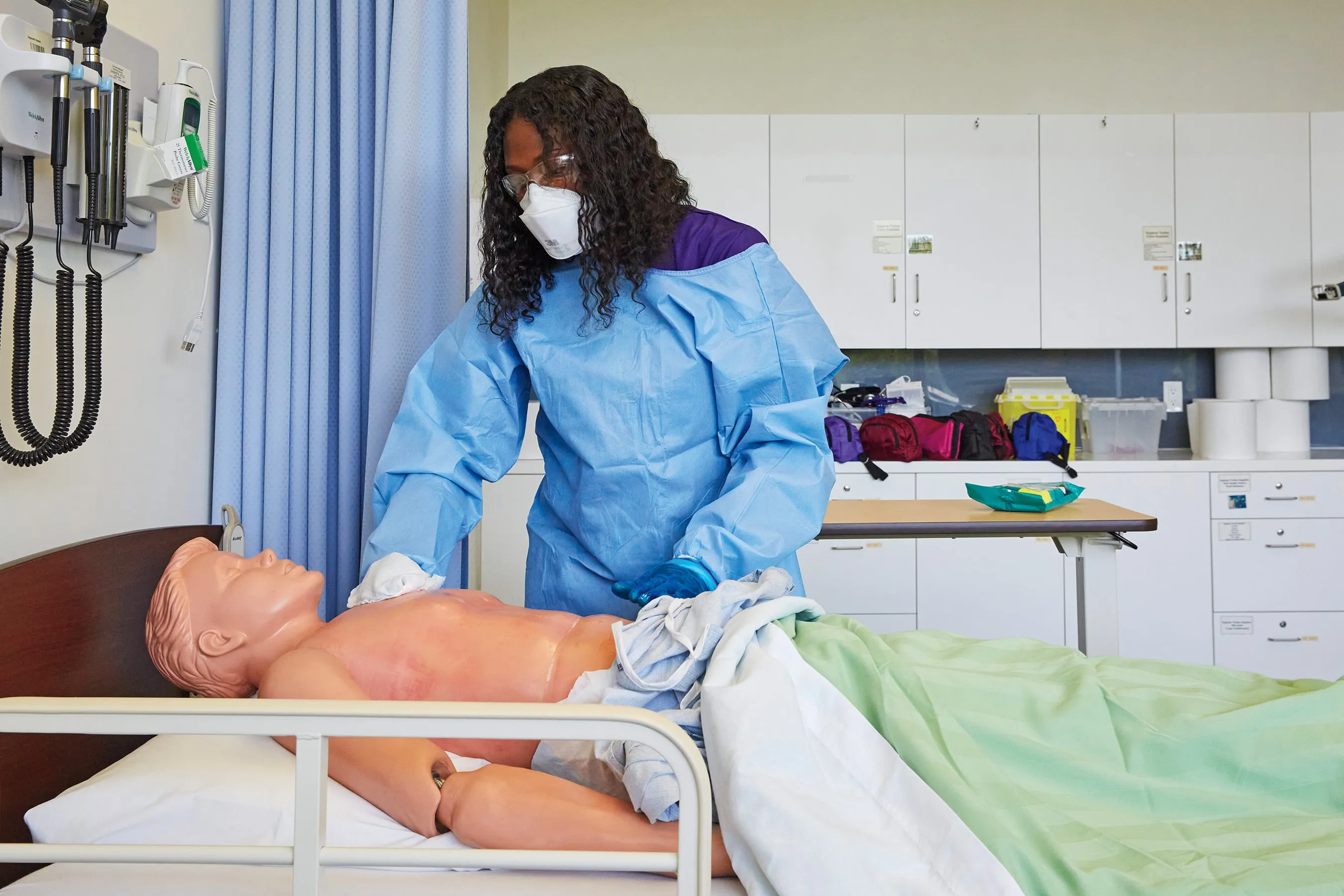 Centennial student, Jasmine Joseph in a clinical lab at the school for PSW workers. (Photograph by Carmen Cheung)