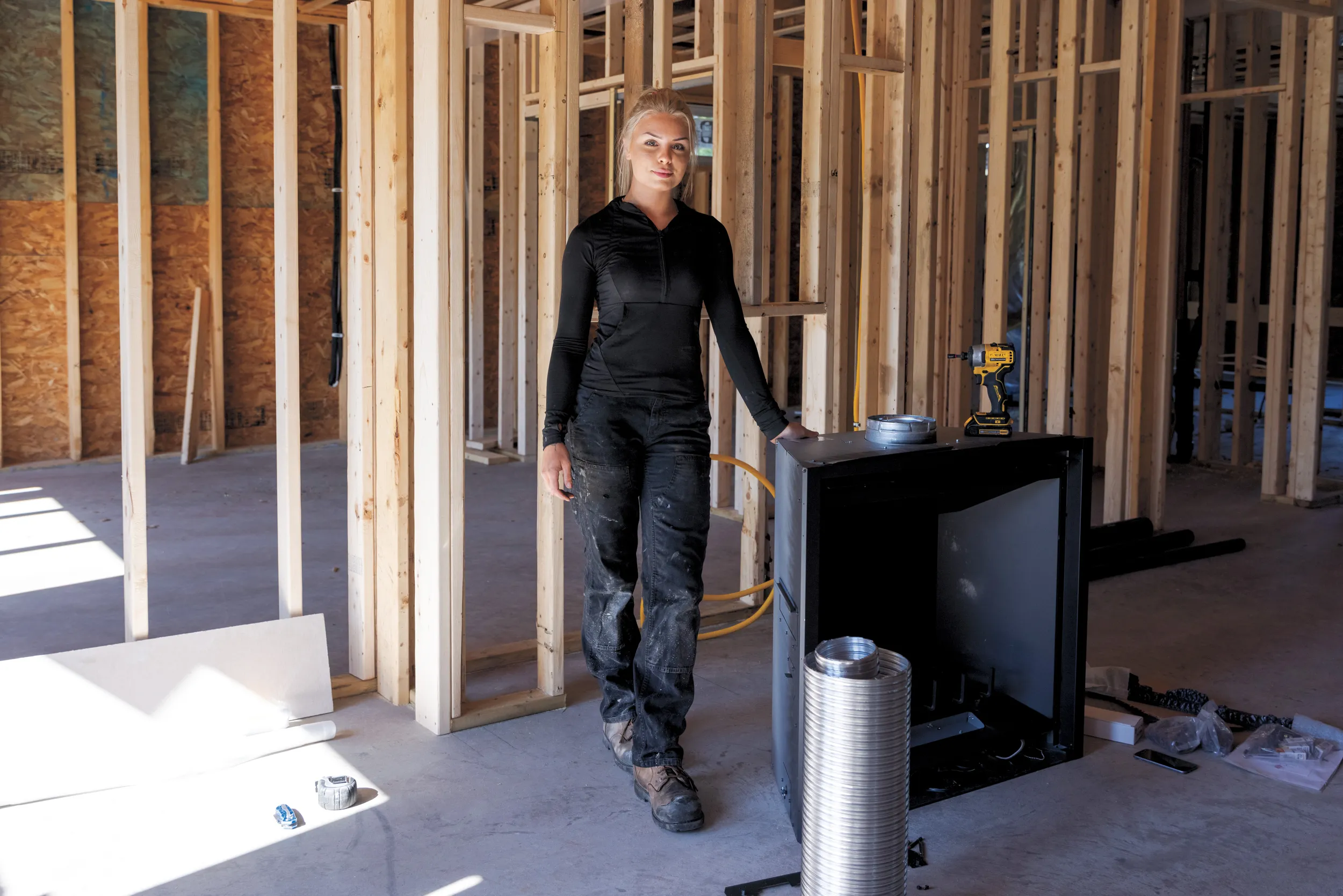 Bri Jardine on a job-site in Sackville for her Ultimate Home Comfort, her employer. (Photograph by Carolina Andrade)