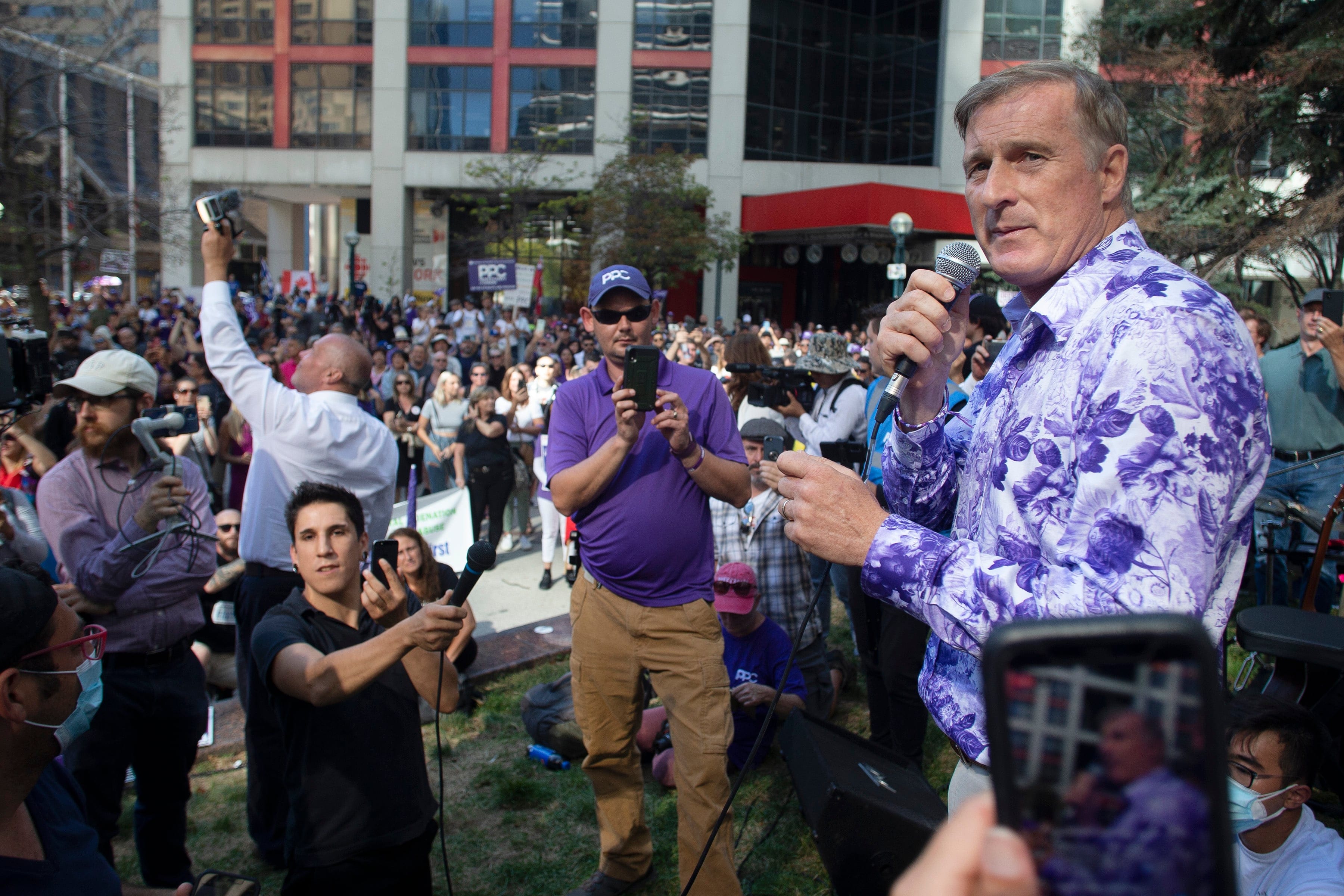 Bernier speaks at a rally in Toronto on Sept. 16, 2021 (Chris Young/CP)