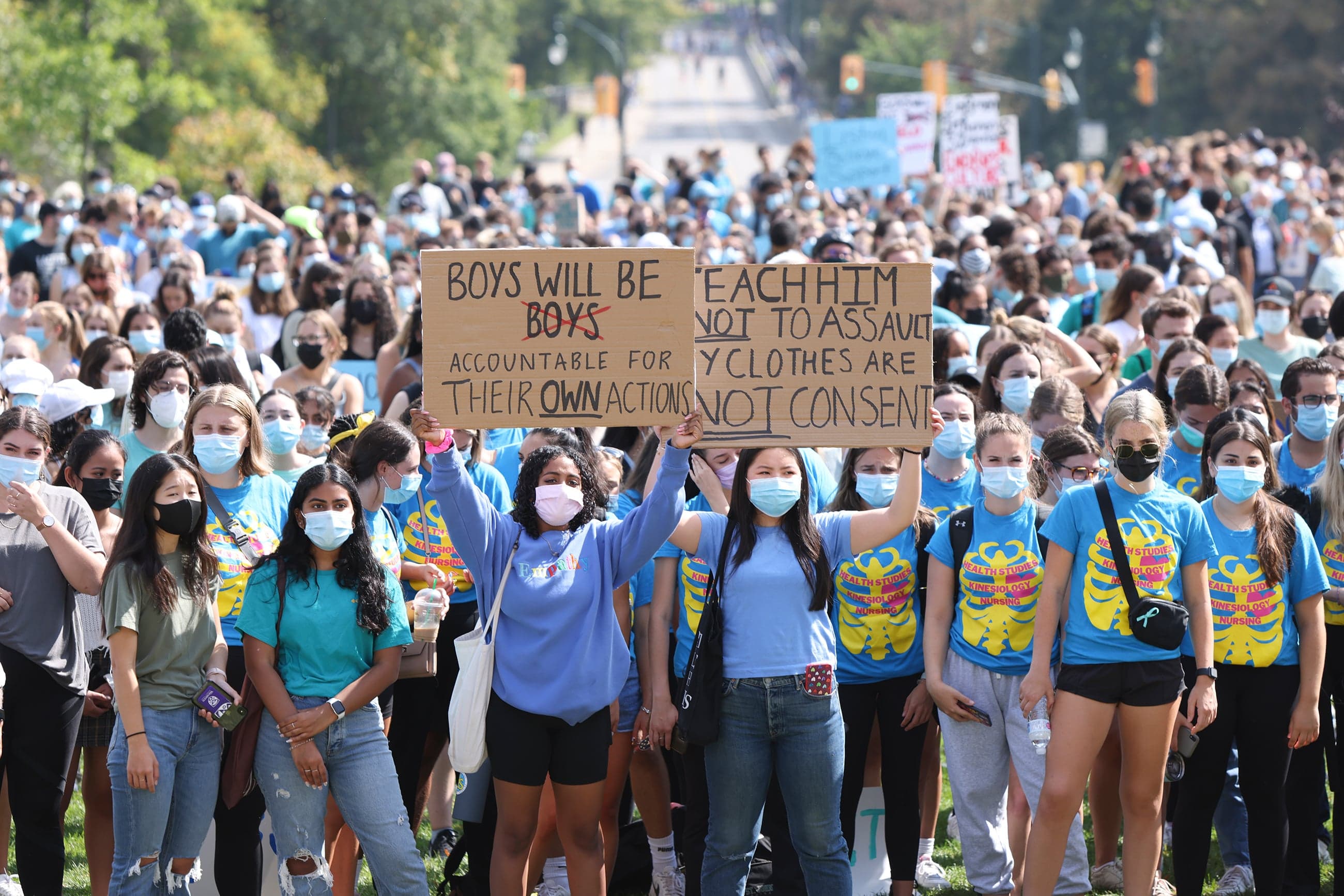 In September 2021, Western University students in London, Ont., demonstrated during a walkout to support sexual assault survivors (Nicole Osborne/CP)
