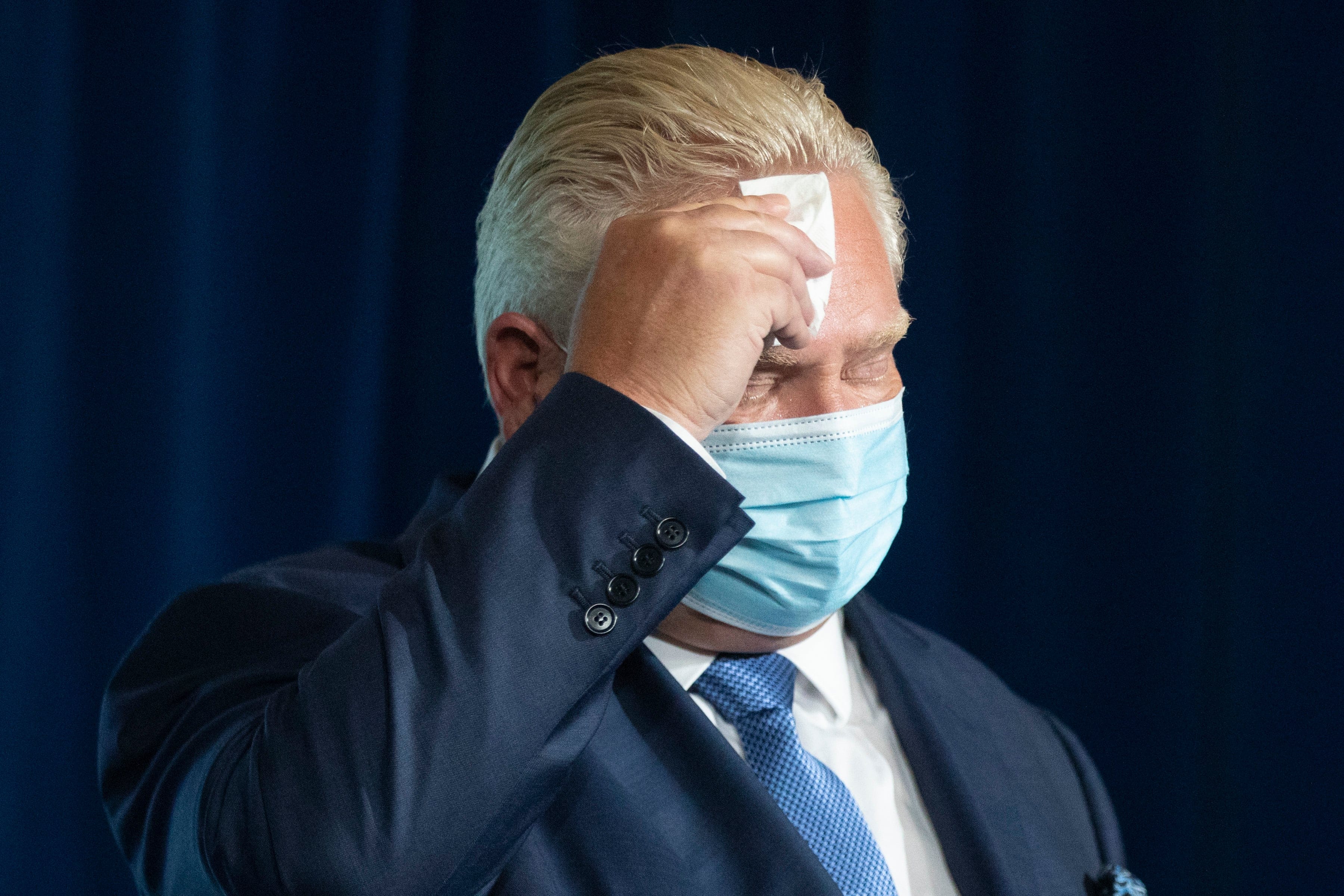 Ford attends a press briefing at the Queens Park Legislature in Toronto on Oct. 15, 2021 (Chris Young/CP)