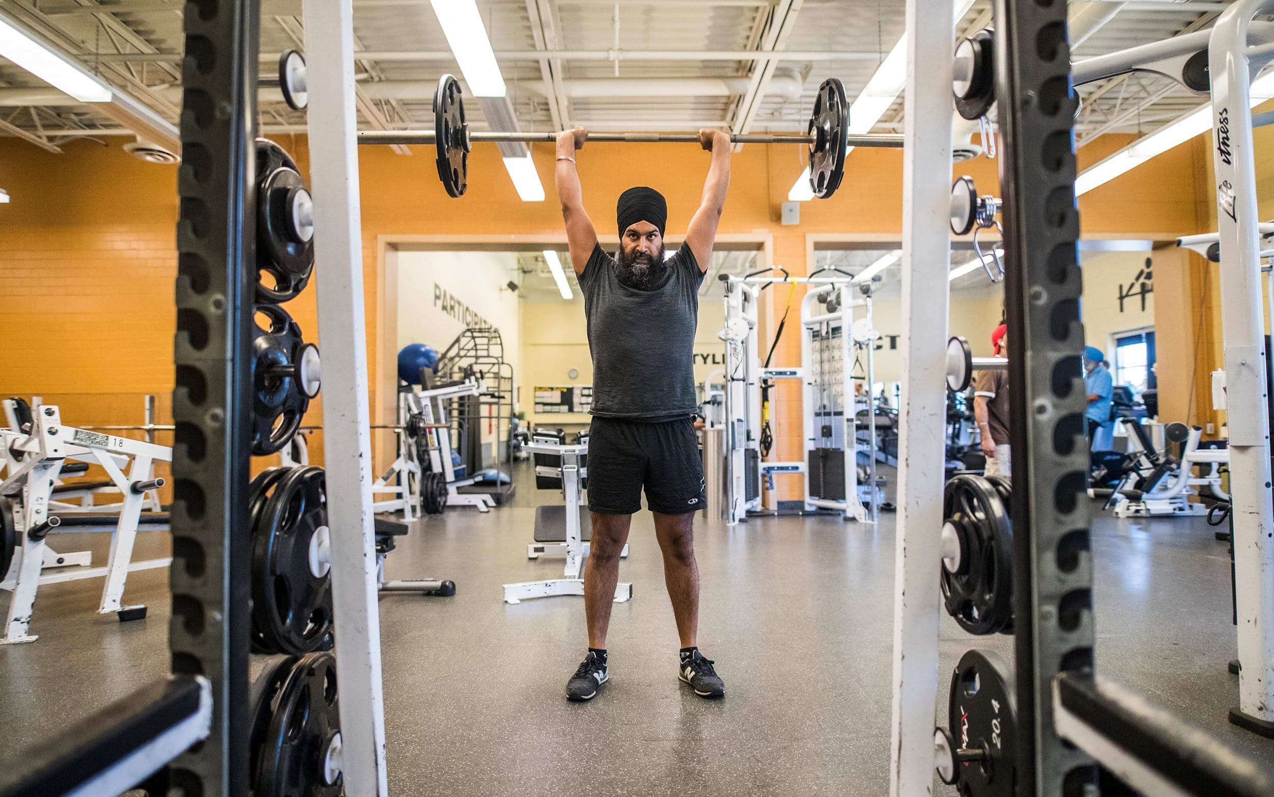 Jagmeet Singh, Federal NDP leader candidate, and Ontario NDP provincial MPP of Bramalea-Gore-Malton, works out at the South Fletcher's Sportsplex in Bramtpon, Ontario, Canada. June 2, 2017. (Photograph by Mark Blinch)