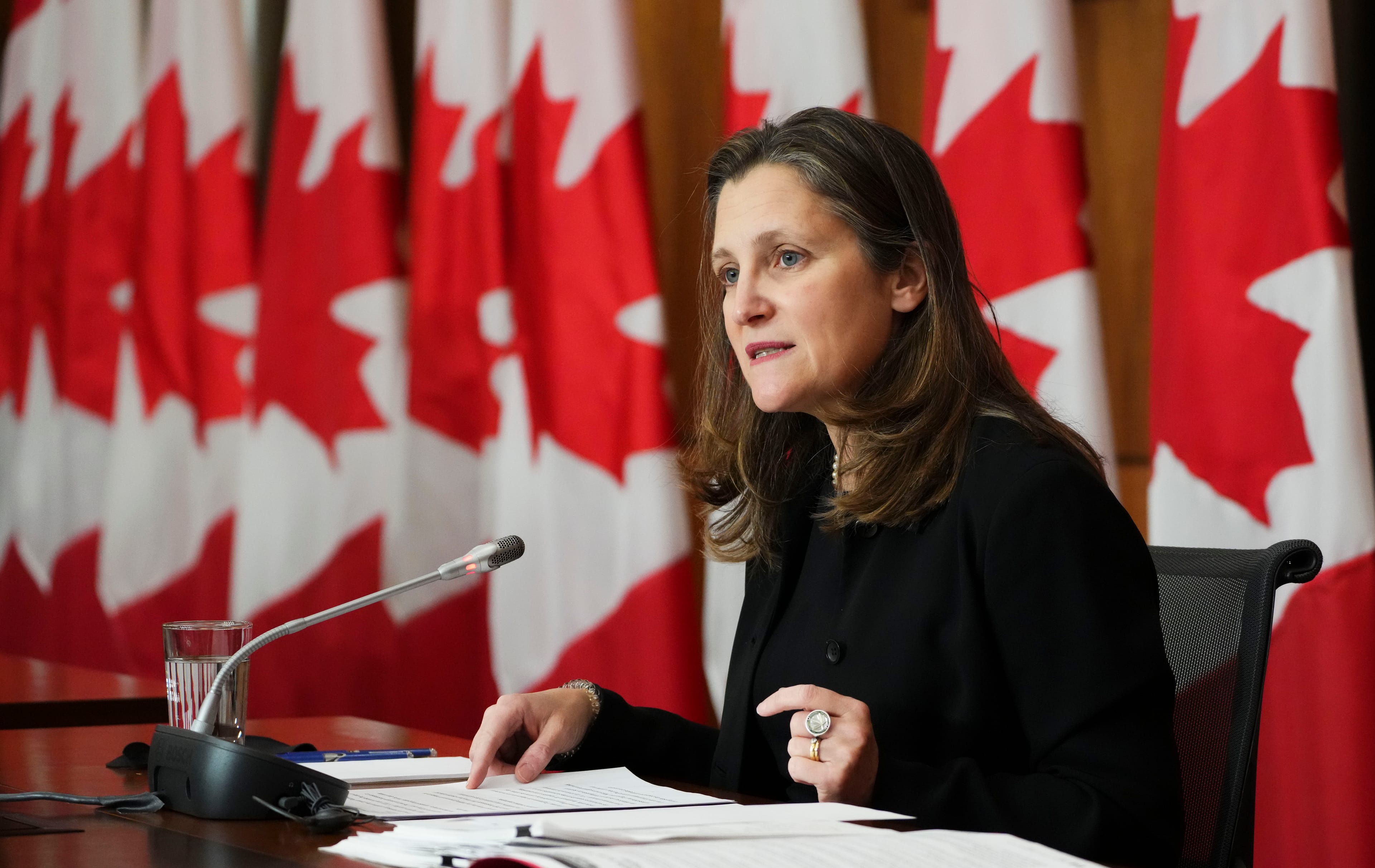 Chrystia Freeland in Ottawa on Nov. 24, 2021. (Sean Kilpatrick/Canadian Press)