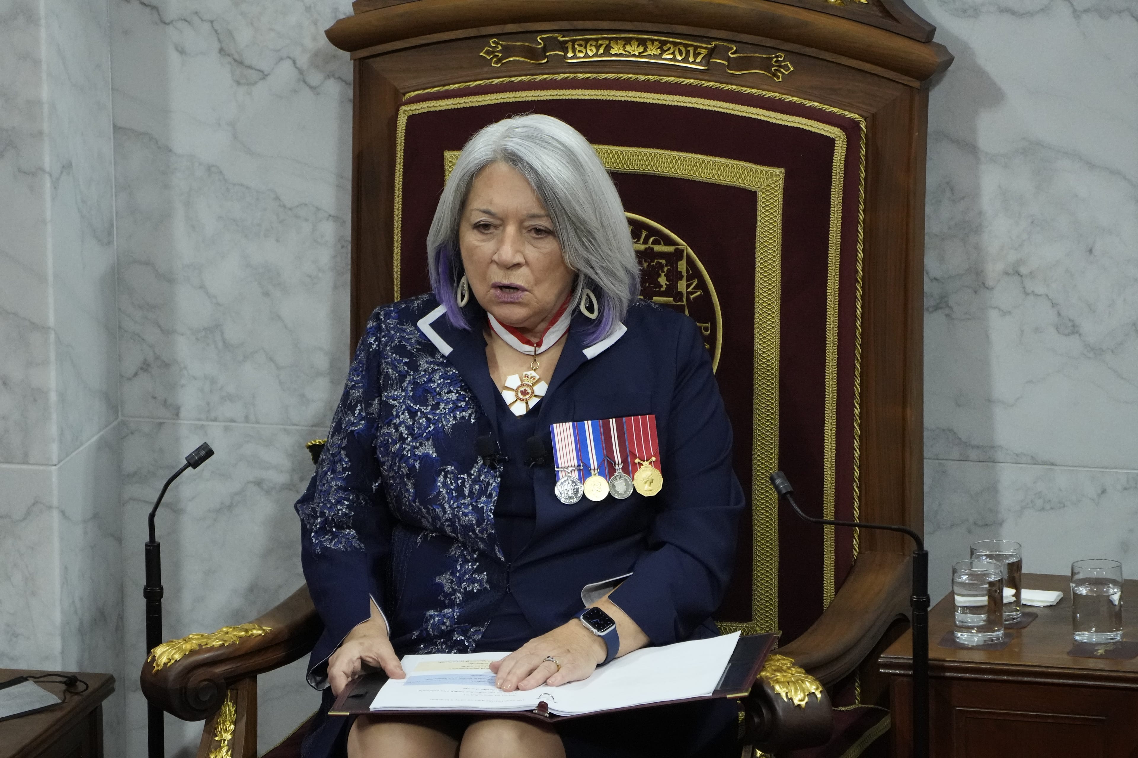 Governor General Mary Simon delivers the Throne Speech in the Senate in Ottawa on Tuesday (Adrian Wyld/CP)