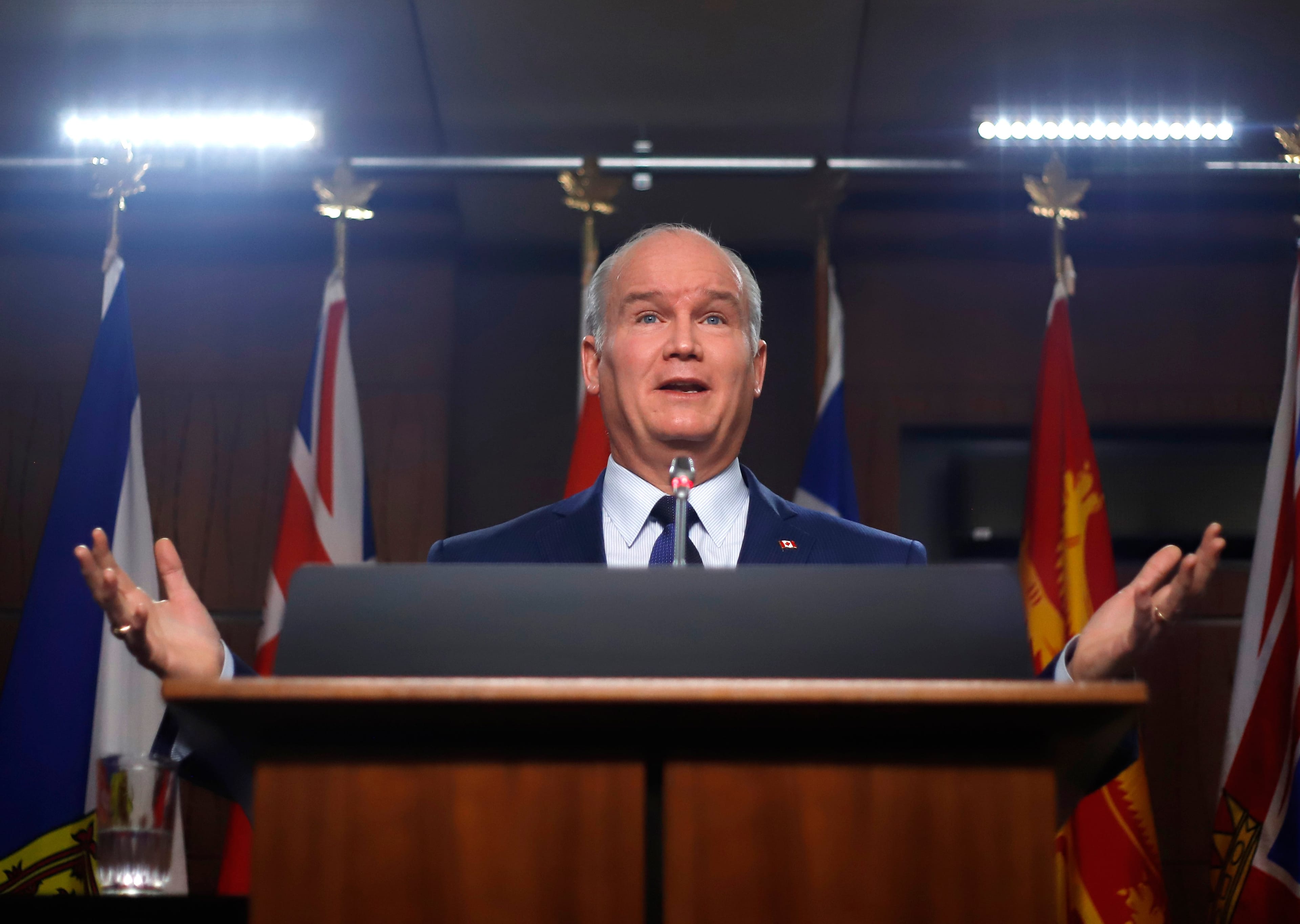 Conservative leader Erin O'Toole at a news conference on Parliament Hill in Ottawa on Monday, December 6, 2021. THE CANADIAN PRESS/ Patrick Doyle