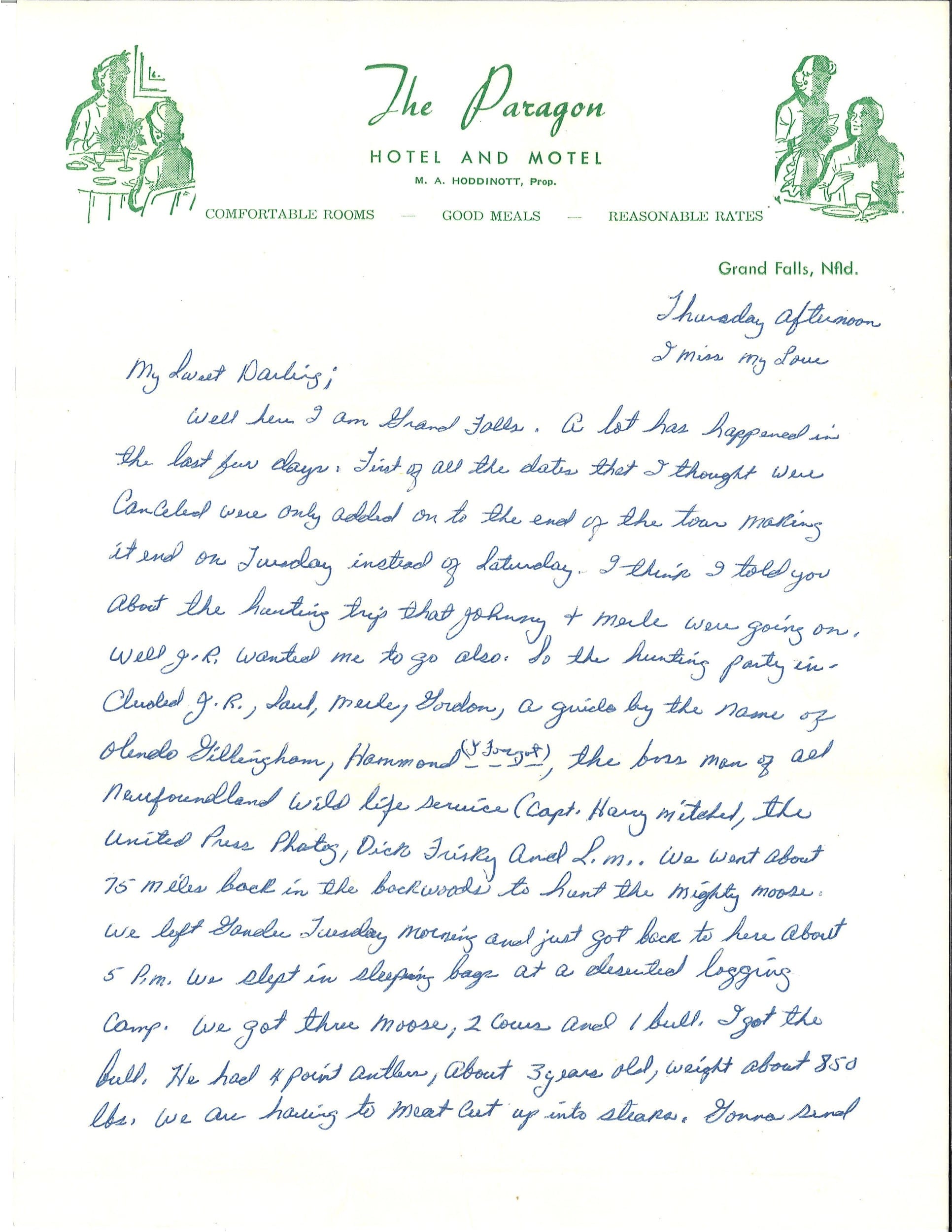 First page of a 961 letter from Luther Perkins to Margie Perkins Beaver. (Courtesy of Margie Perkins Beaver)