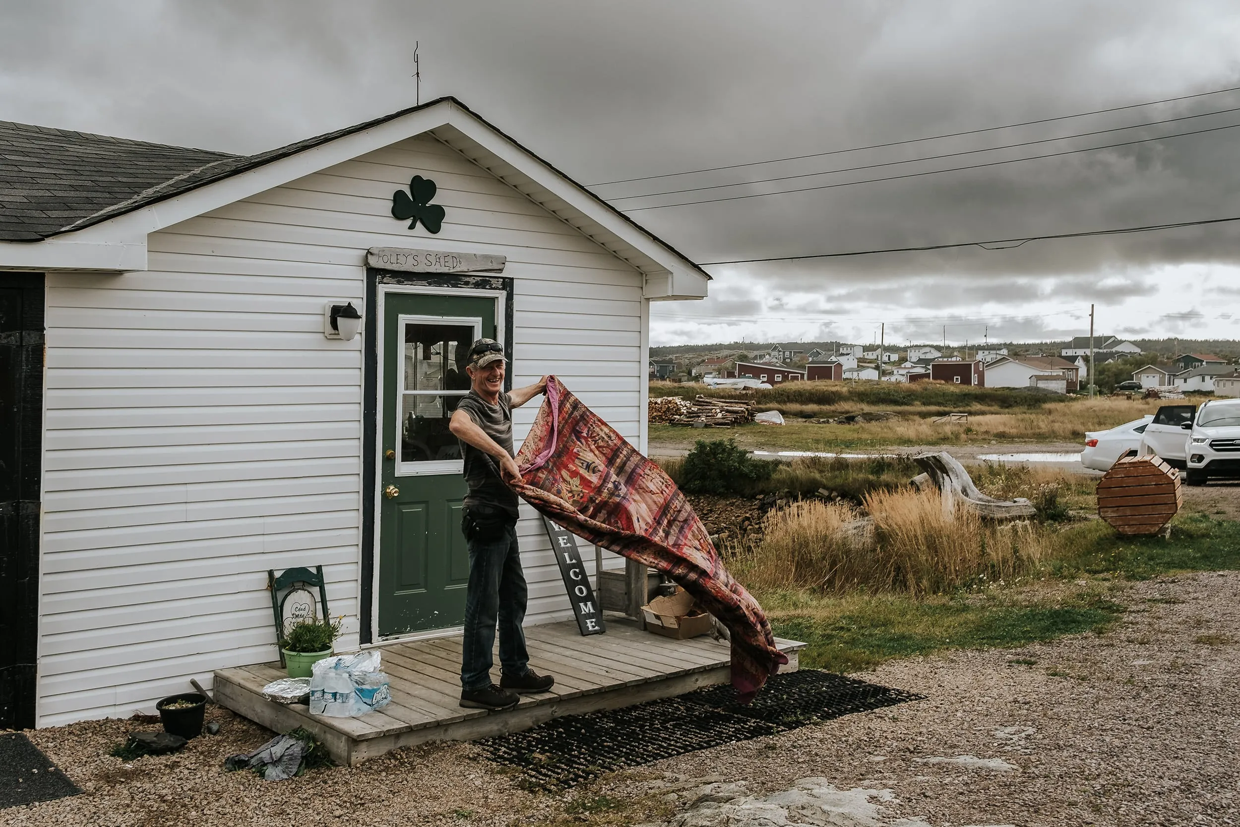 Norm Foley outside of Foley's Shed in Tilting (@joelandjustyna)