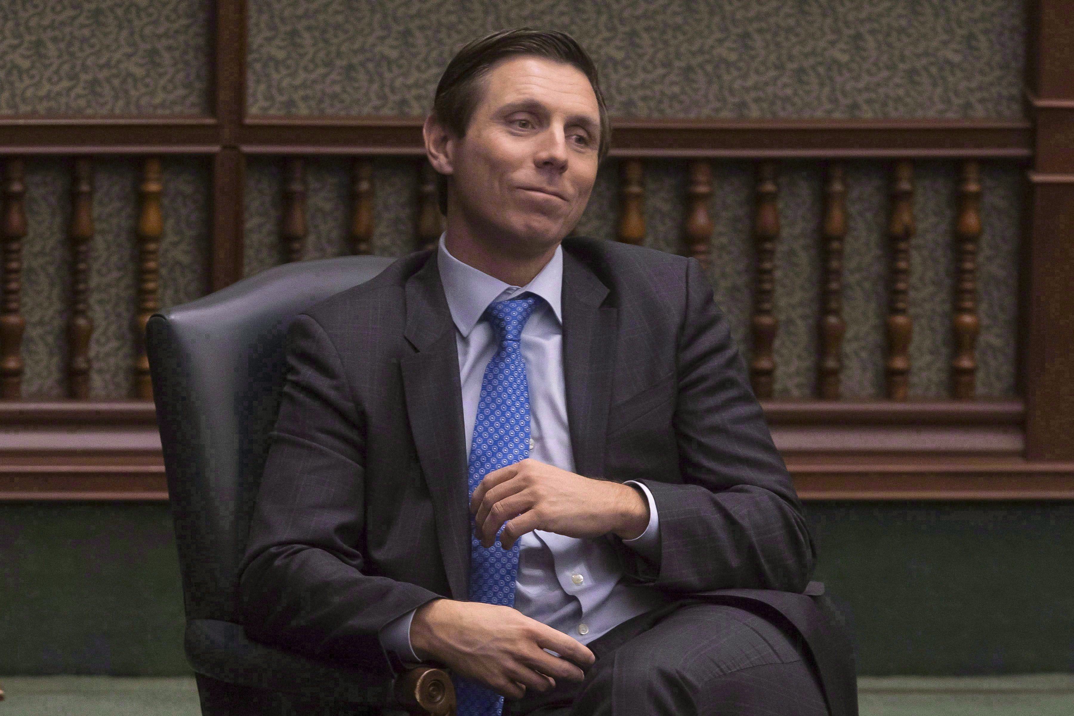 Brown sits in his chair as an Independent MPP as he listens to Provincial Finance Minister Charles Sousa deliver the Ontario Provincial Government 2018 Budget, Queens Park, Toronto, March 28, 2018. (Chris Young/The Canadian Press)