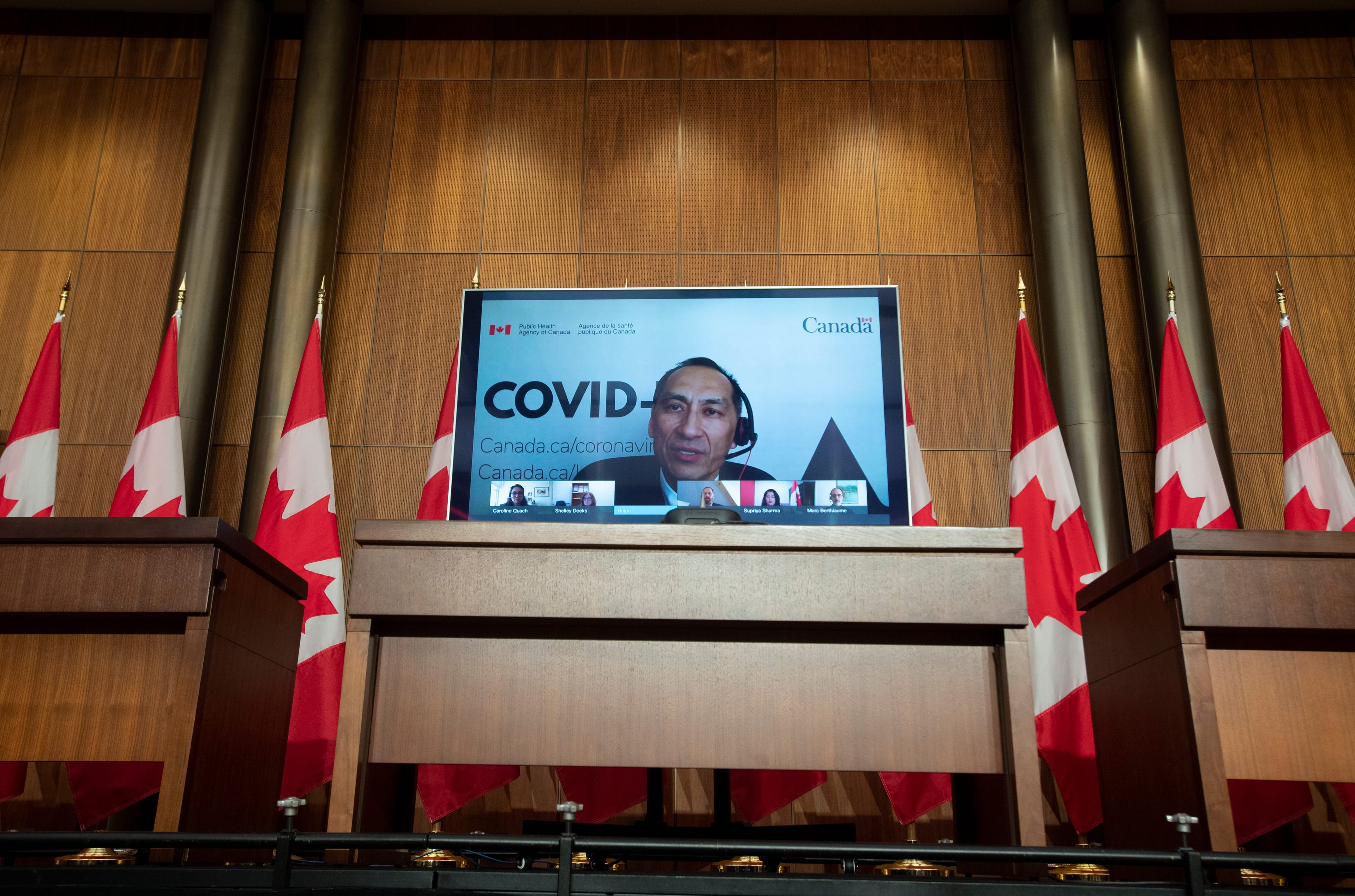 Deputy Chief Public Health Officer Howard Njoo speaks during a briefing by members of the National Advisory Council on Immunization held virtually in Ottawa, Monday March 29, 2021. (Adrian Wyld/The Canadian Press)