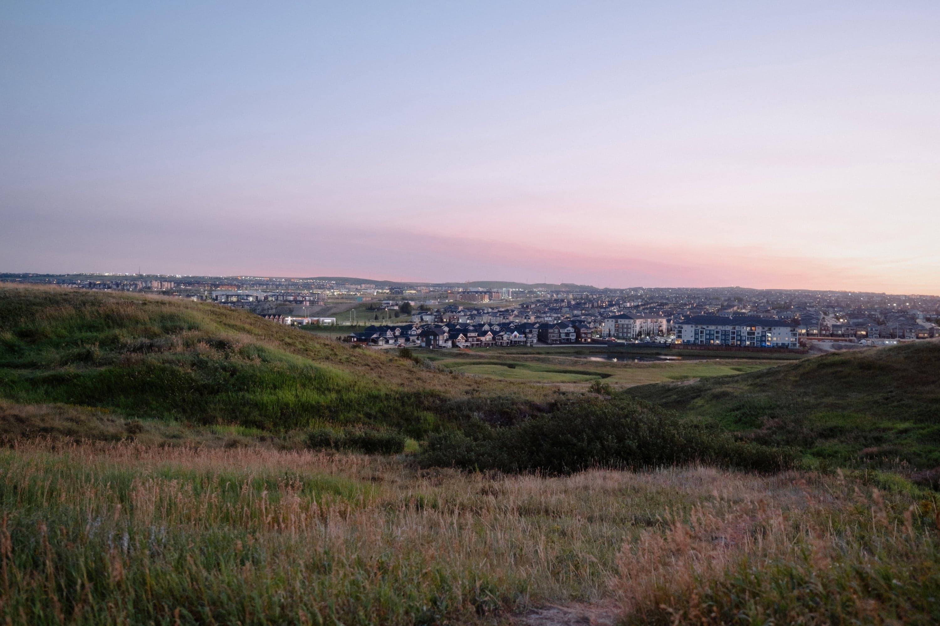 Calgary landscape overlooking houses