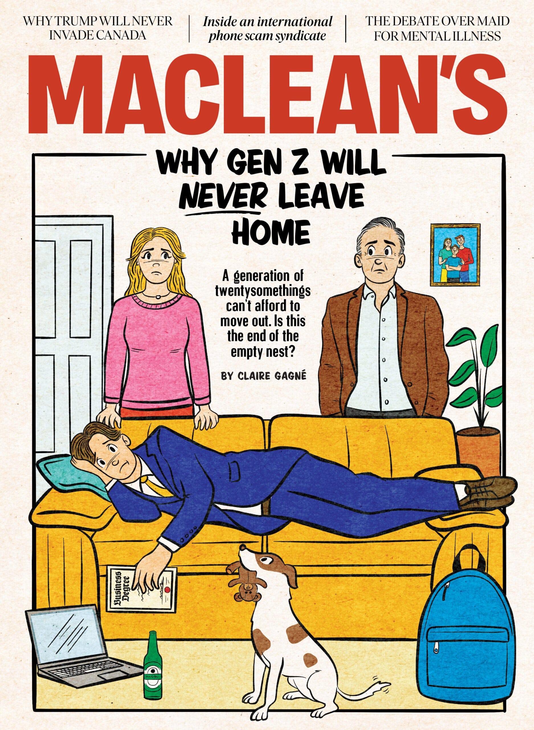 The cover of Maclean's March 2025 issue, featuring the headline "Why Gen Z Will Never Leave Home"