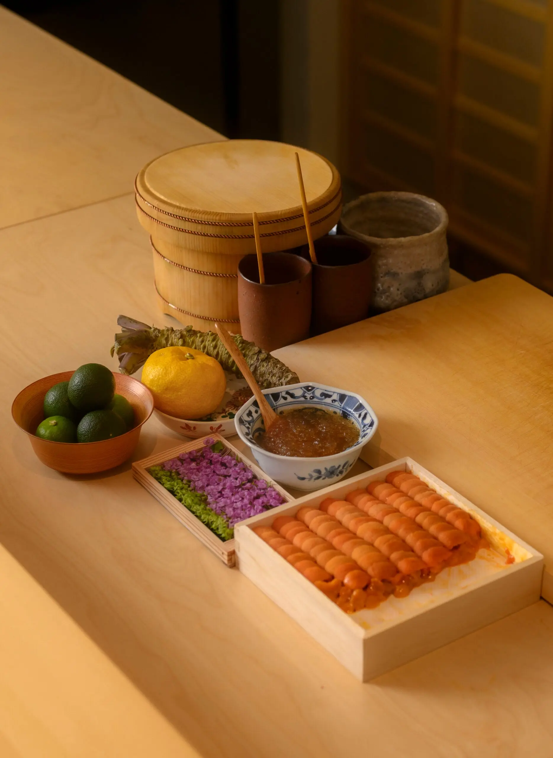 A spread of Yoji Masuda's omakase cooking