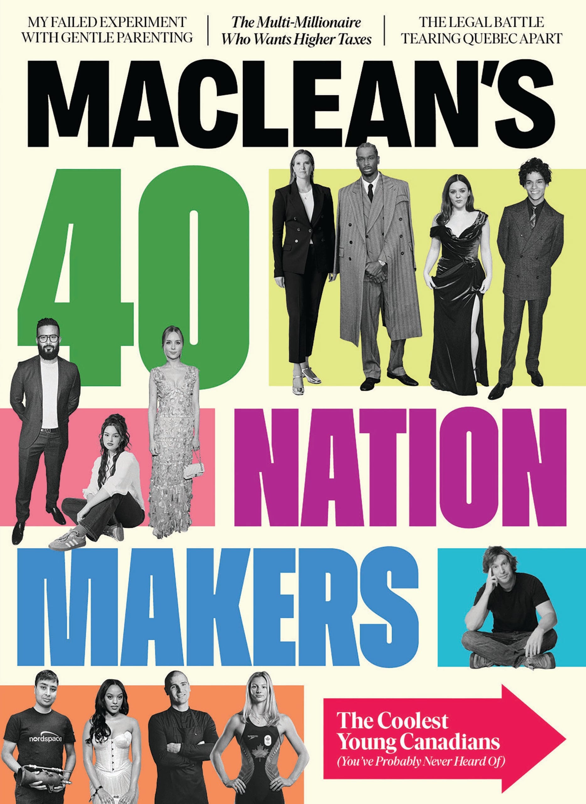 The cover of Maclean's October 2025 issue, featuring the headline "40 Nation Makers"