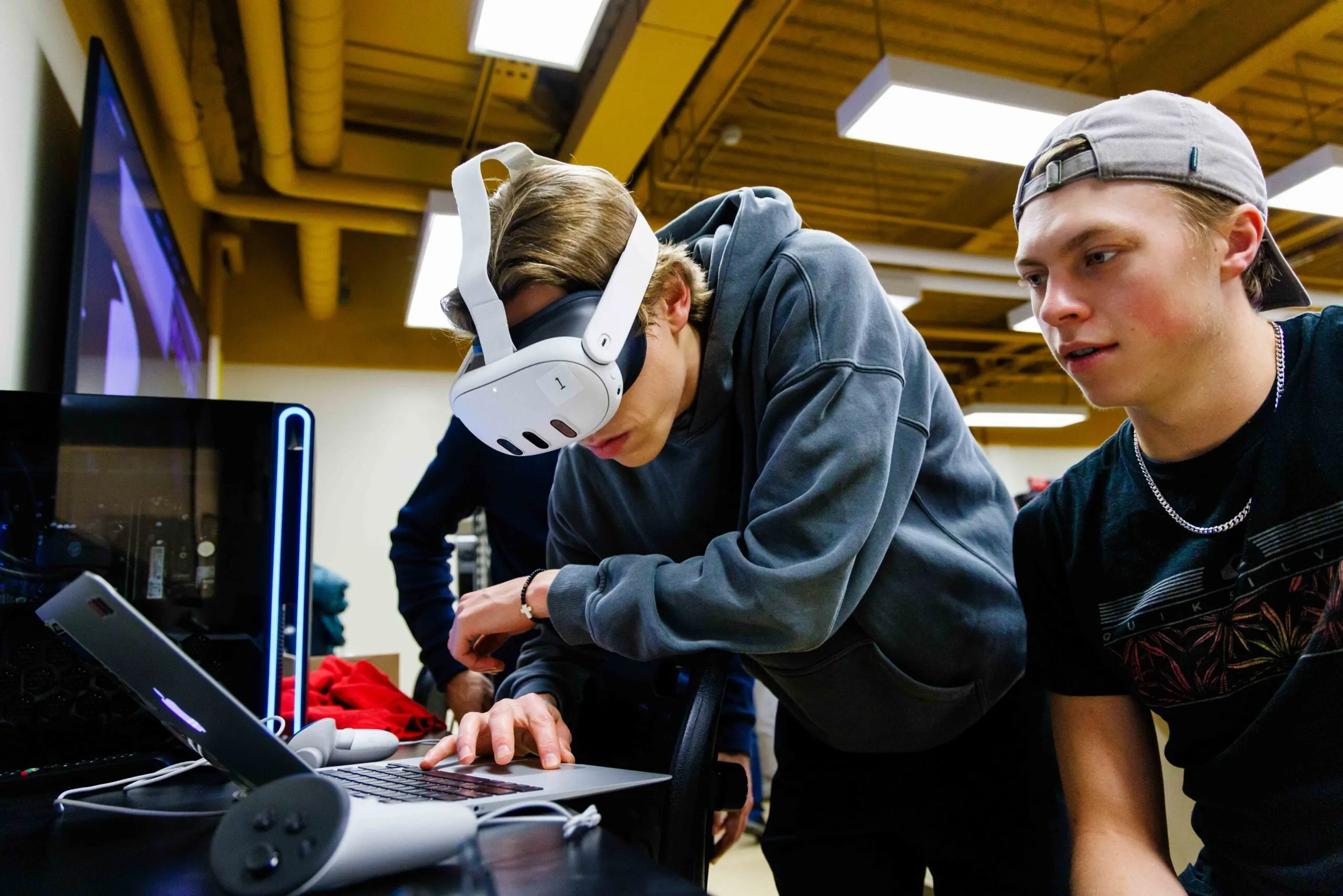 An engineering student in the lab