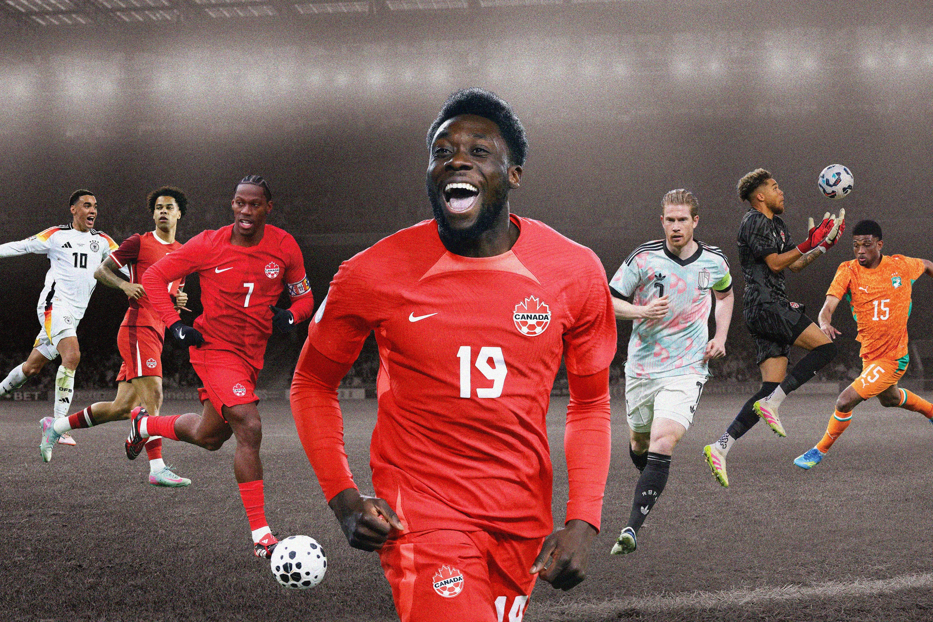 A collage of soccer players