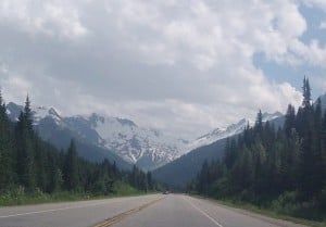 View west at the Rogers Pass summit