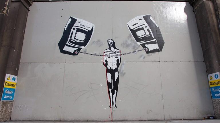 <p>Suspected Banksy artwork appears in Snow Hill, London, Britain &#8211; 29 Feb 2016. (REX/CP)</p>
