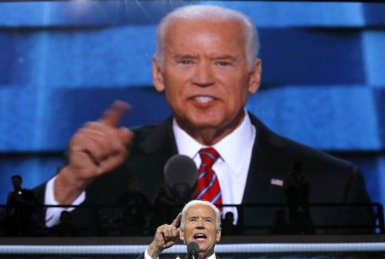 <p>Vice President Joe Biden speaks during the third day session of the Democratic National Convention in Philadelphia, Wednesday, July 27, 2016. (AP Photo/Carolyn Kaster)</p>
