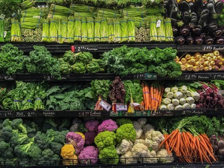 View of well ordered vegetables for sale in a supermarket. (Denise Taylor/Getty Images)