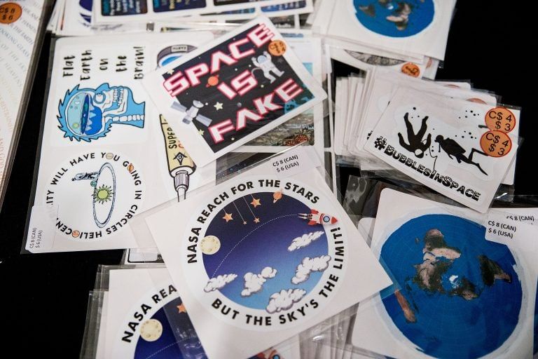 Merchandise for sale during the 2018 Flat Earth International