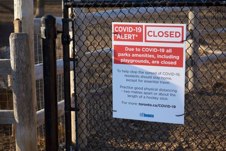 The City of Toronto closed all park amenities as part of its response to the COVID-19 pandemic (CP/Rachel Verbin)