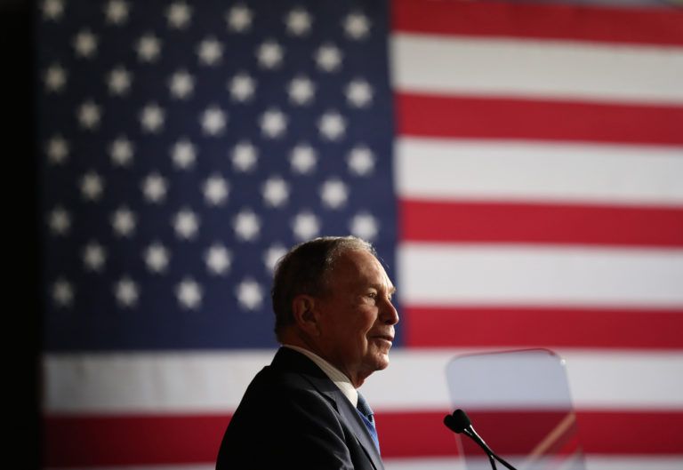 MEMPHIS, TN - FEBRUARY 28: Democratic presidential candidate, former New York City mayor Mike Bloomberg speaks during a rally held at the Minglewood Hall on February 28, 2020 in Memphis, Tennessee. Bloomberg is campaigning before voting starts on Super Tuesday, March 3. (Photo by Joe Raedle/Getty Images)