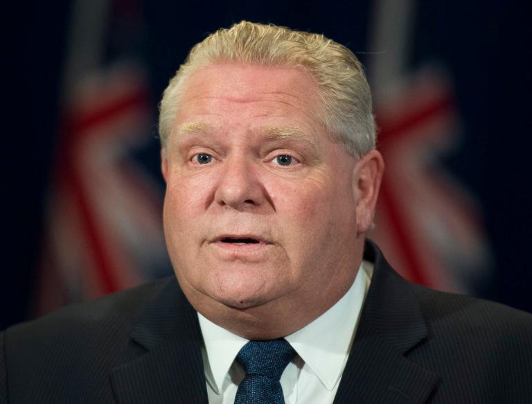 Ontario Premier Doug Ford speaks during his daily updates regarding COVID-19 at Queen's Park in Toronto on Wednesday, April 22, 2020. Health officials and the government have asked that people stay inside to help curb the spread of COVID-19. THE CANADIAN PRESS/Nathan Denette