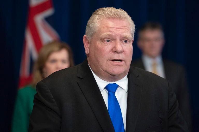 Ontario Premier Doug Ford answers questions on the province's COVID-19 situation at Queen's Park in Toronto on Monday, March 30, 2020. THE CANADIAN PRESS/Frank Gunn