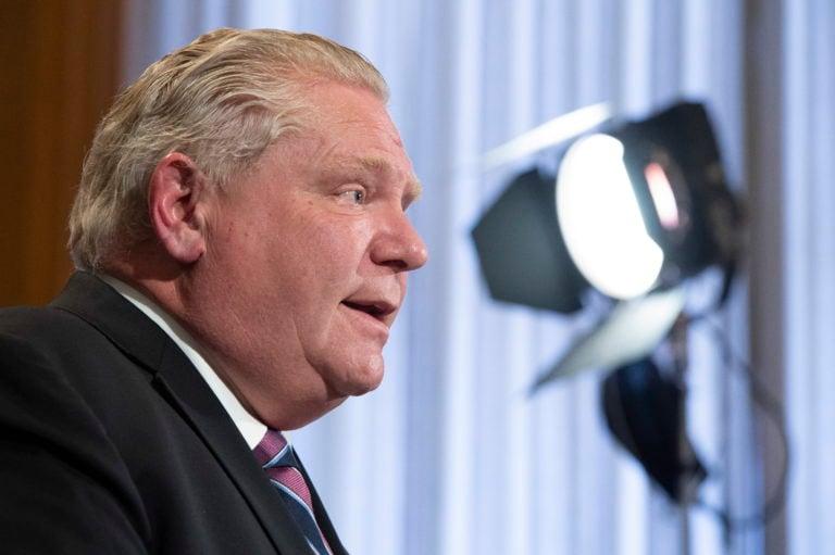 Ontario Premier Doug Ford speaks at the daily briefing at Queen's Park in Toronto, Monday, April 27, 2020. THE CANADIAN PRESS/Frank Gunn