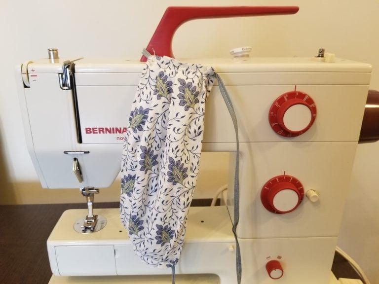 Sewing machine with homemade mask (Patricia Treble)