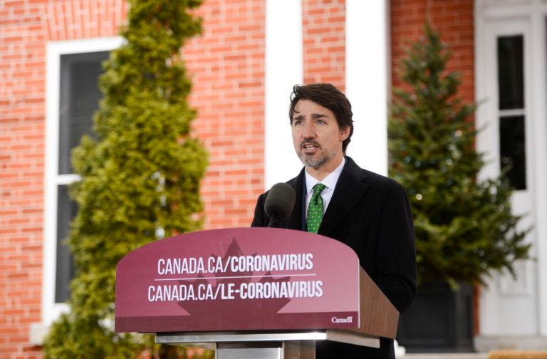 Prime Minister Justin Trudeau addresses Canadians on the COVID-19 pandemic from Rideau Cottage in Ottawa on Tuesday, March 31, 2020. THE CANADIAN PRESS/Sean Kilpatrick