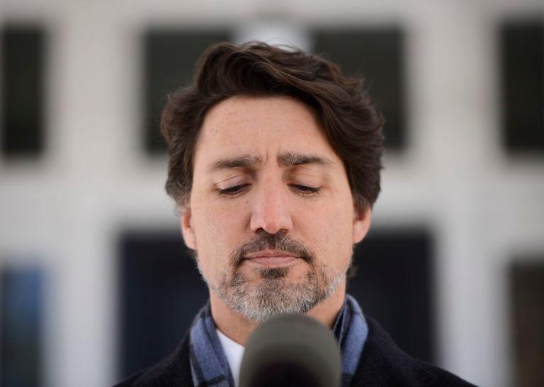 Prime Minister Justin Trudeau addresses Canadians on the COVID-19 pandemic from Rideau Cottage in Ottawa on Monday, April 20, 2020. THE CANADIAN PRESS/Sean Kilpatrick