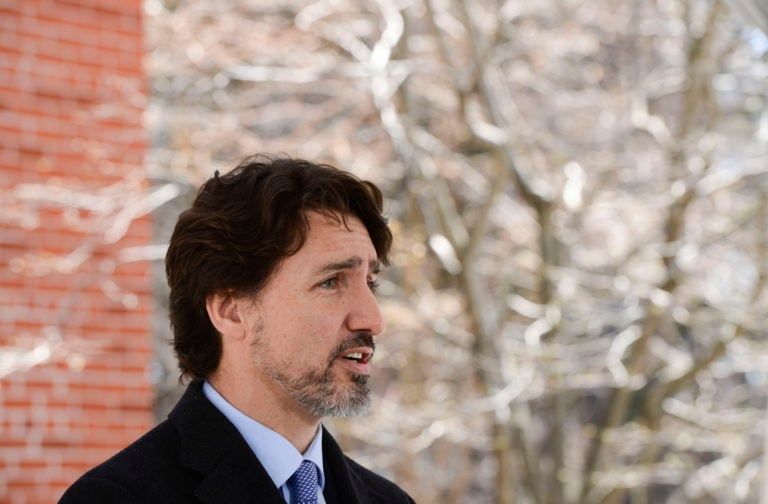 Prime Minister Justin Trudeau addresses Canadians on the COVID-19 pandemic from Rideau Cottage in Ottawa on Tuesday, April 28, 2020. THE CANADIAN PRESS/Sean Kilpatrick