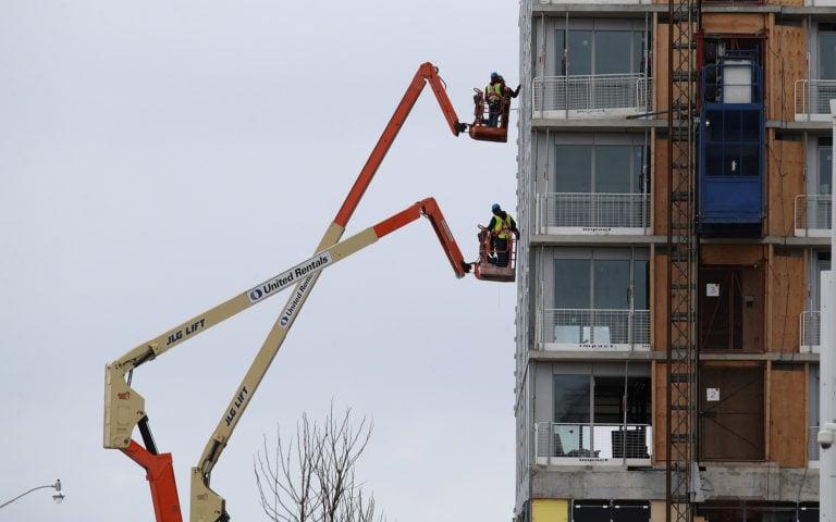 Construction continues on condos as Canada takes precautions to slow the spread of COVID-19 in April (Steve Russell/Toronto Star/Getty Images)