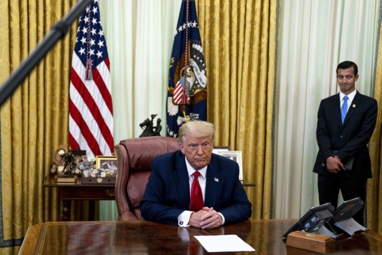 Trump holds a meeting in the Oval Office on July 15, 2020 (Anna Moneymaker/The New York Times/Bloomberg via Getty Images)