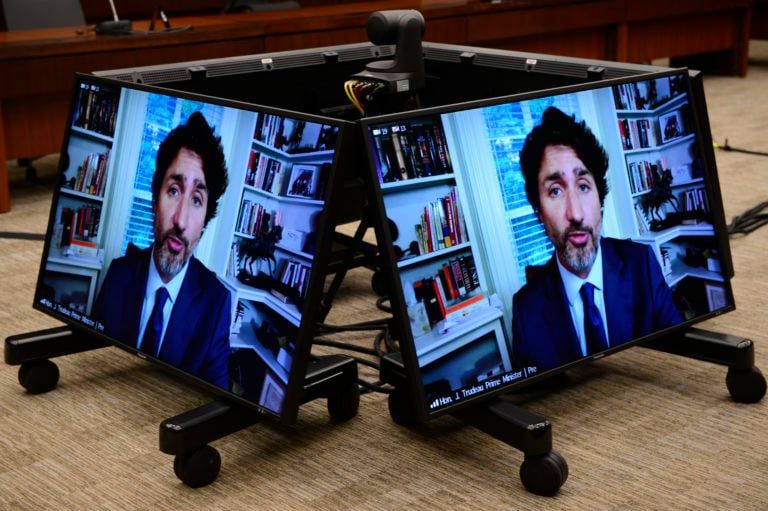 Trudeau appears as a witness via videoconference during a House of Commons finance committee on July 30, 2020 (CP/Sean Kilpatrick)