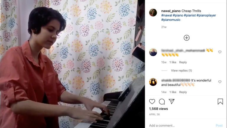 Nawal Talebi playing the piano (nawal_piano/instagram)